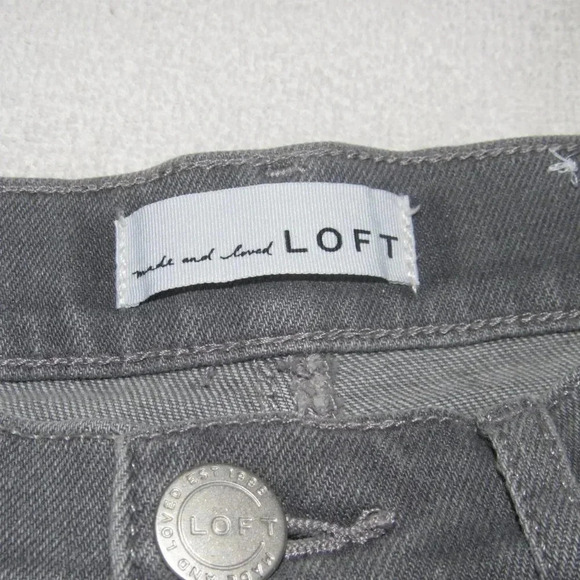 LOFT High Waist Flare Crop Gray Frayed Jeans Size 8 - Picture 6 of 8